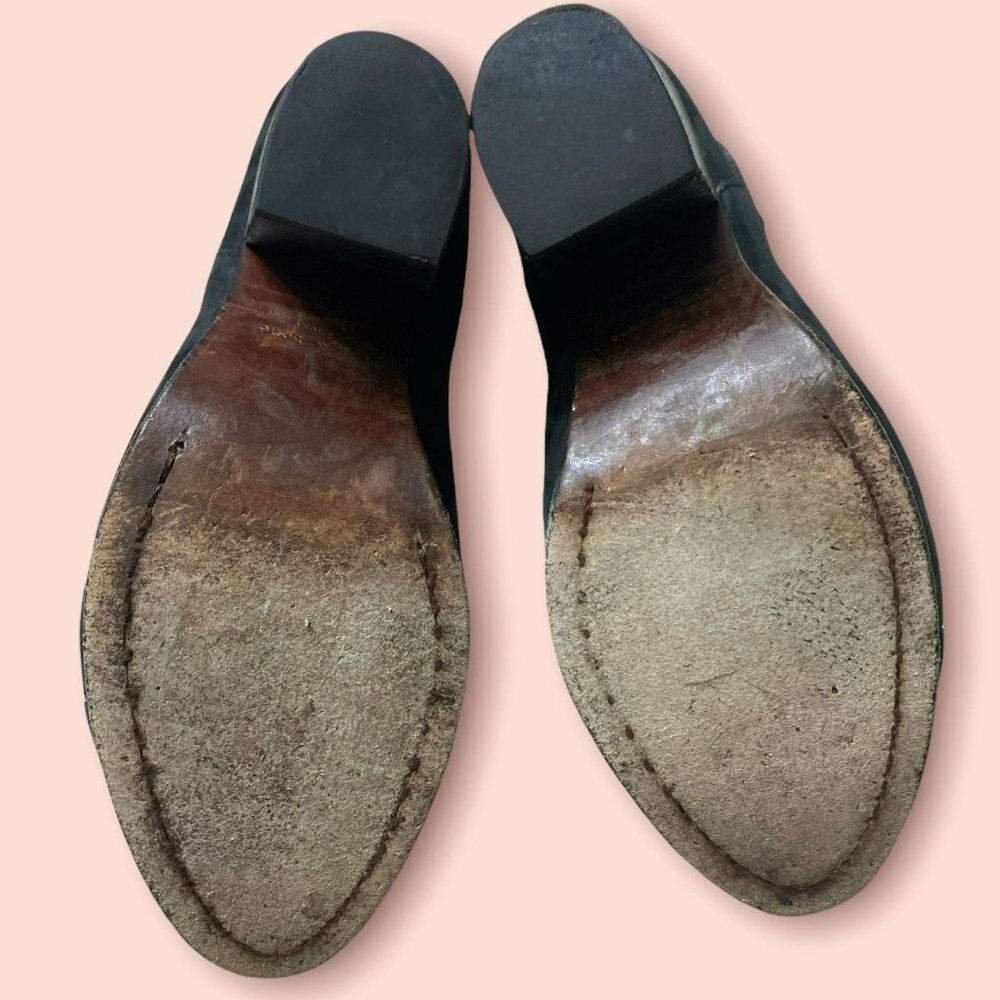 Rag & Bone Harrow Suede Distressed Black Booties Size 38.5 / 8.5 - Picture 7 of 8